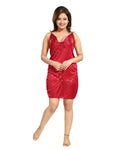 Red Satin Polka Dot Baby Doll Nighty for Women