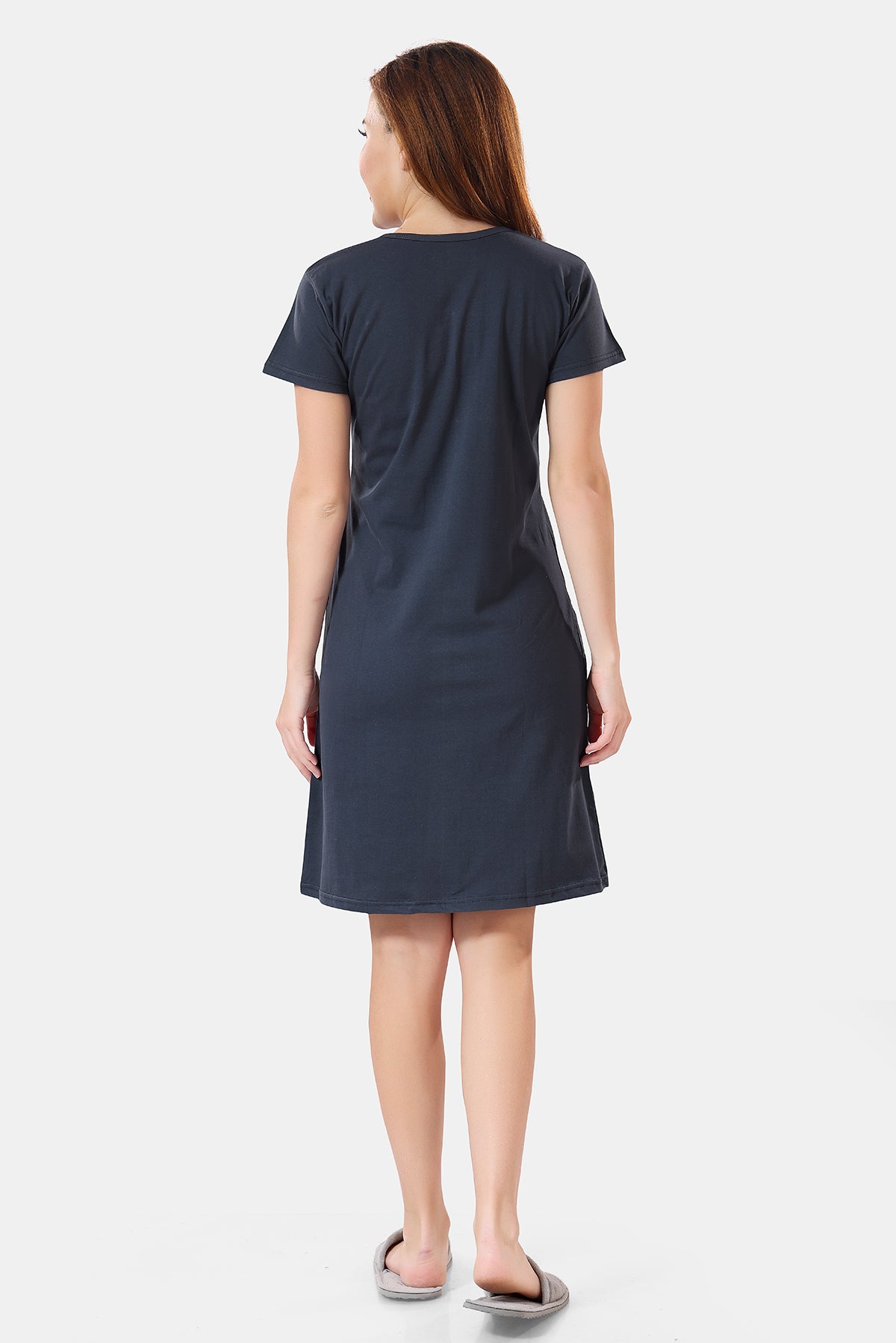 Solid Hosiery Cotton Short Midi Nighty/ Nightdress for Women