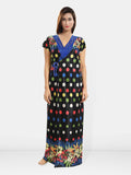 Be You Women Printed V-Neck Maxi Nightdress with Robe