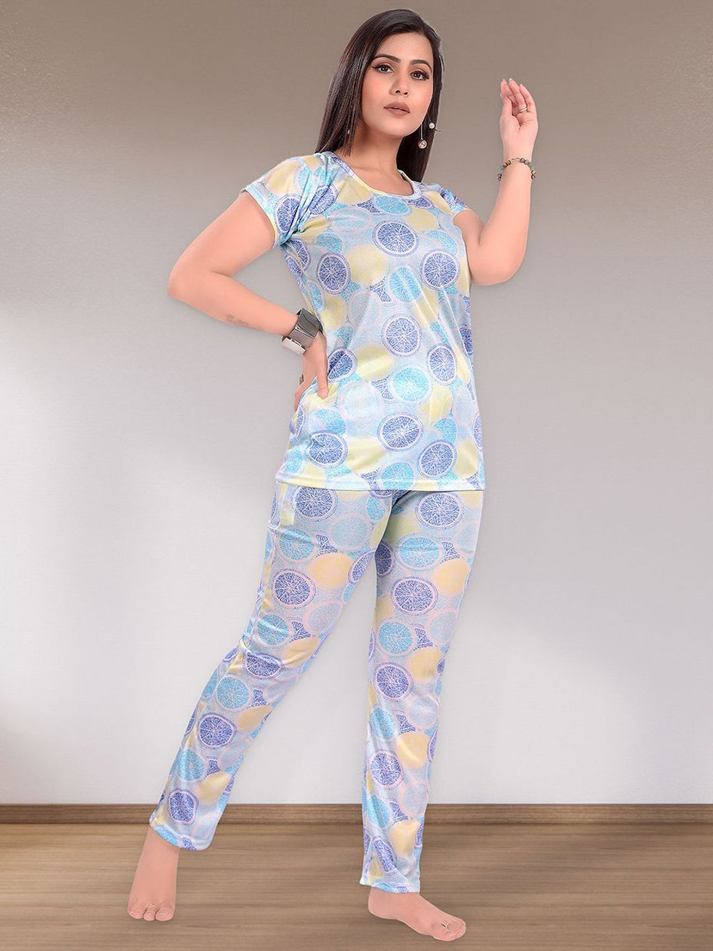 Women Geometric Printed Top Pyjamas Night suit