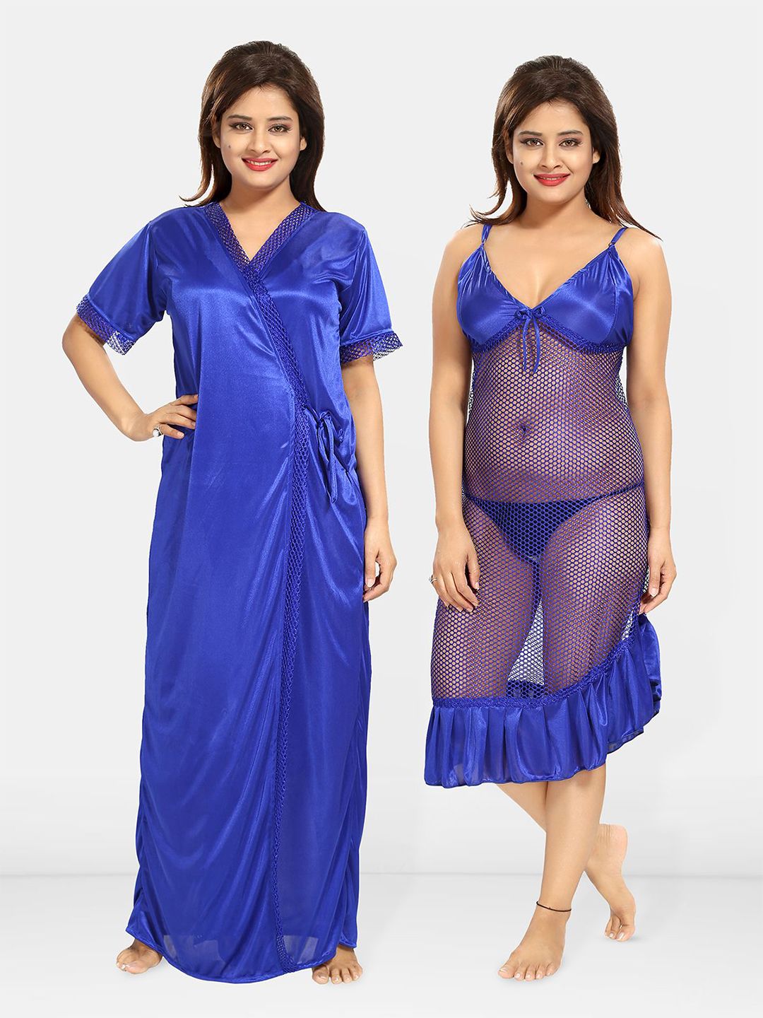 Be You V-Neck Solid Maxi Wrap Nightdress