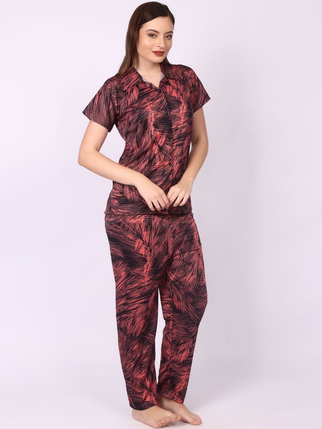 Be You Women Abstract Printed Shirt & Pyjama Night suit