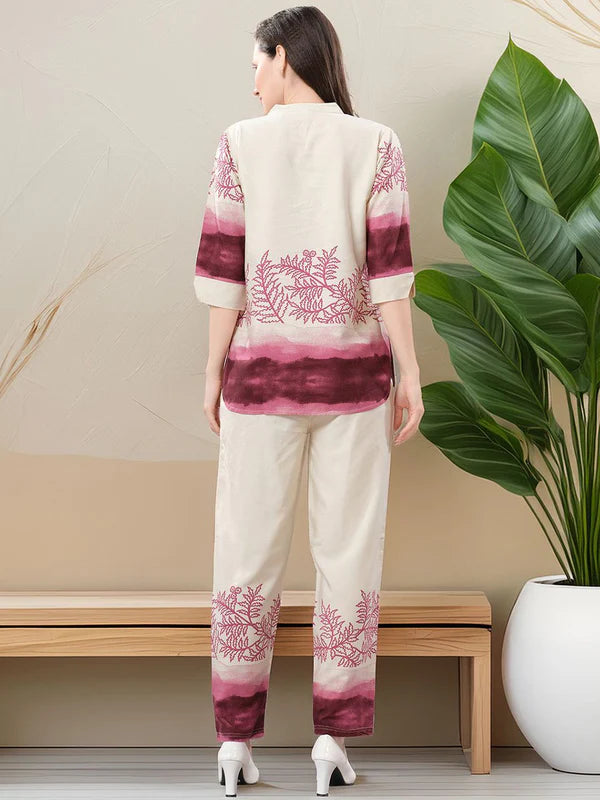 Mandarin Collar Tunic With Trousers