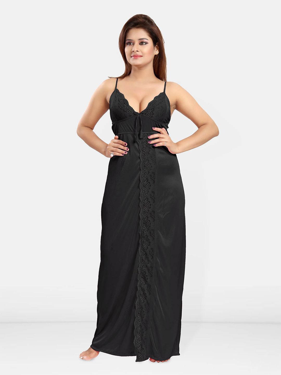 Be You Women Sleeveless Satin Maxi Nightdress