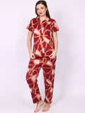 Be You Women Maroon Printed Night suit