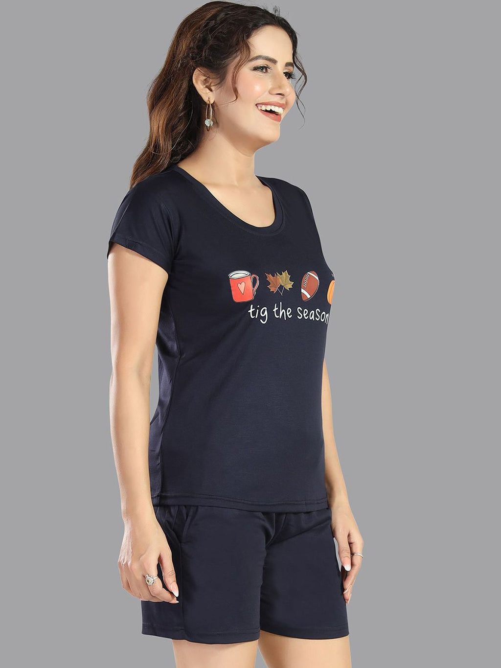 Women Typography Printed Night suit
