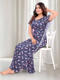 Be You Women Conversational Printed  Kaftan Maxi Nightdress