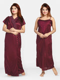Be You Women Self Design Maxi Nightdress with Robe