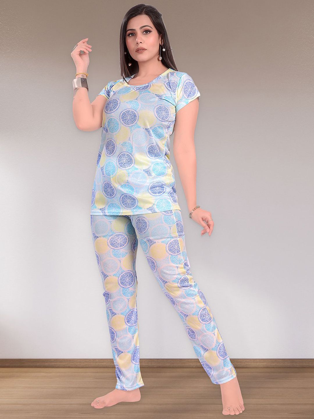Women Geometric Printed Top Pyjamas Night suit