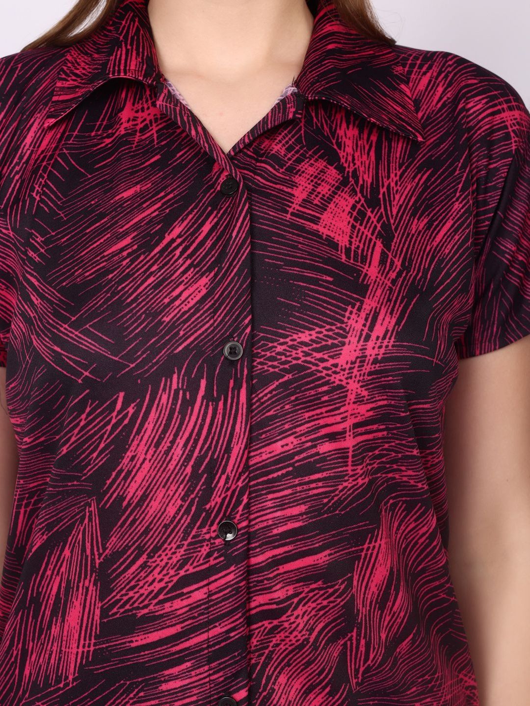 Women Abstract Printed Shirt & Pyjama Night suit