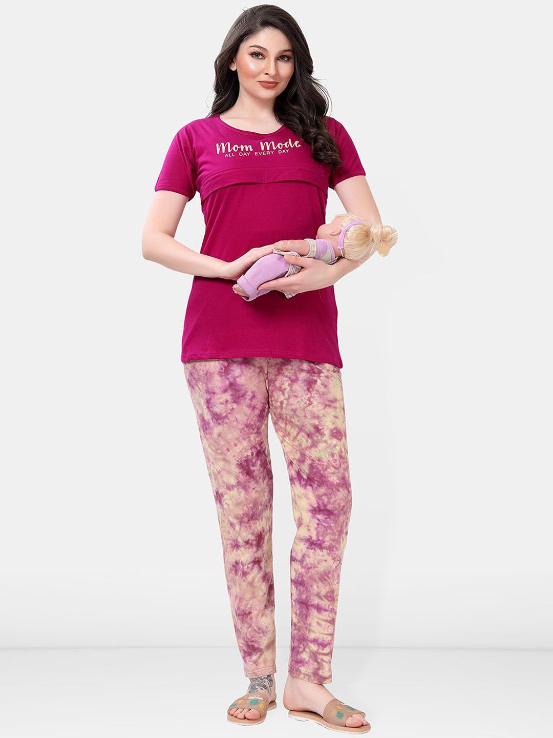 Be You Women Tie and Dye Printed Night suit