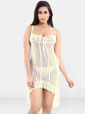 Be You Women Self Design Net Shoulder Straps Baby Doll with High-Low