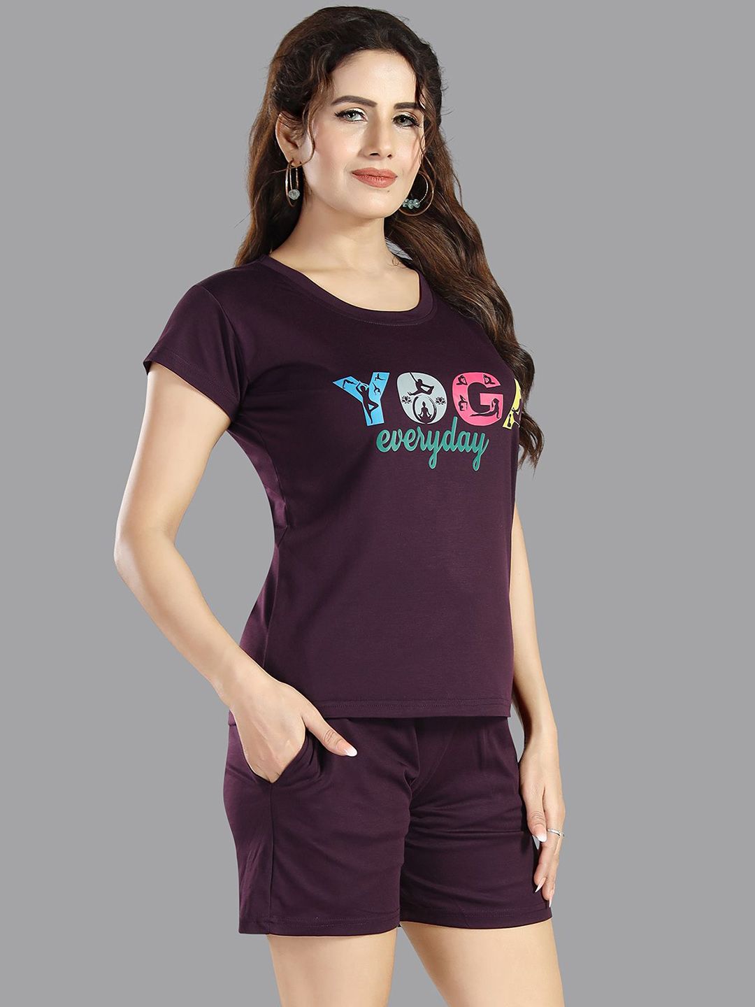 Women Typography Printed Night suit