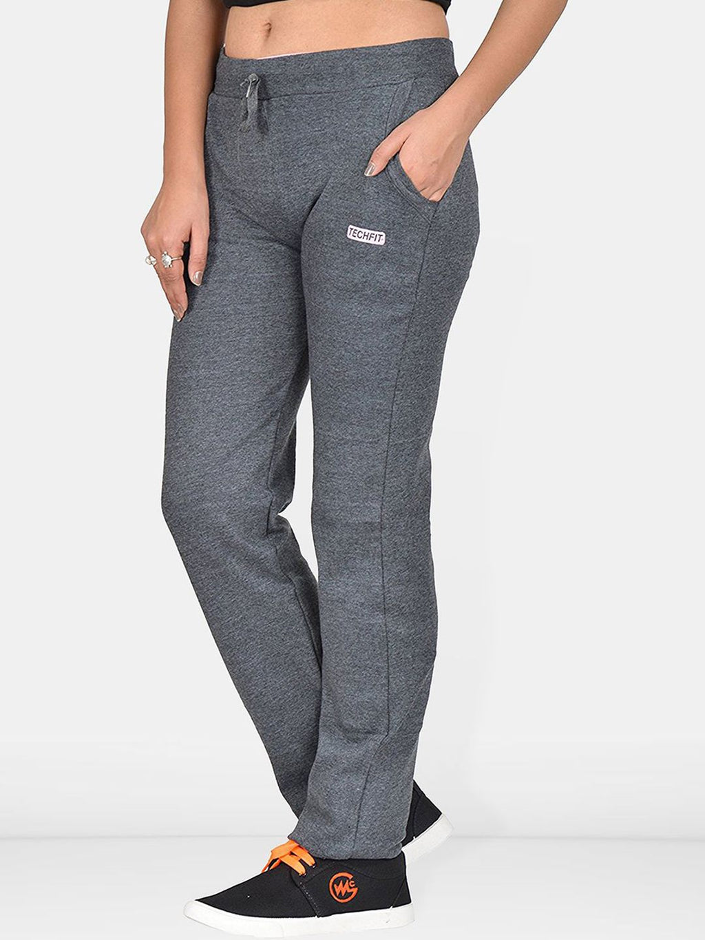 Women Relaxed Fit Mid-Rise Cotton Track Pants