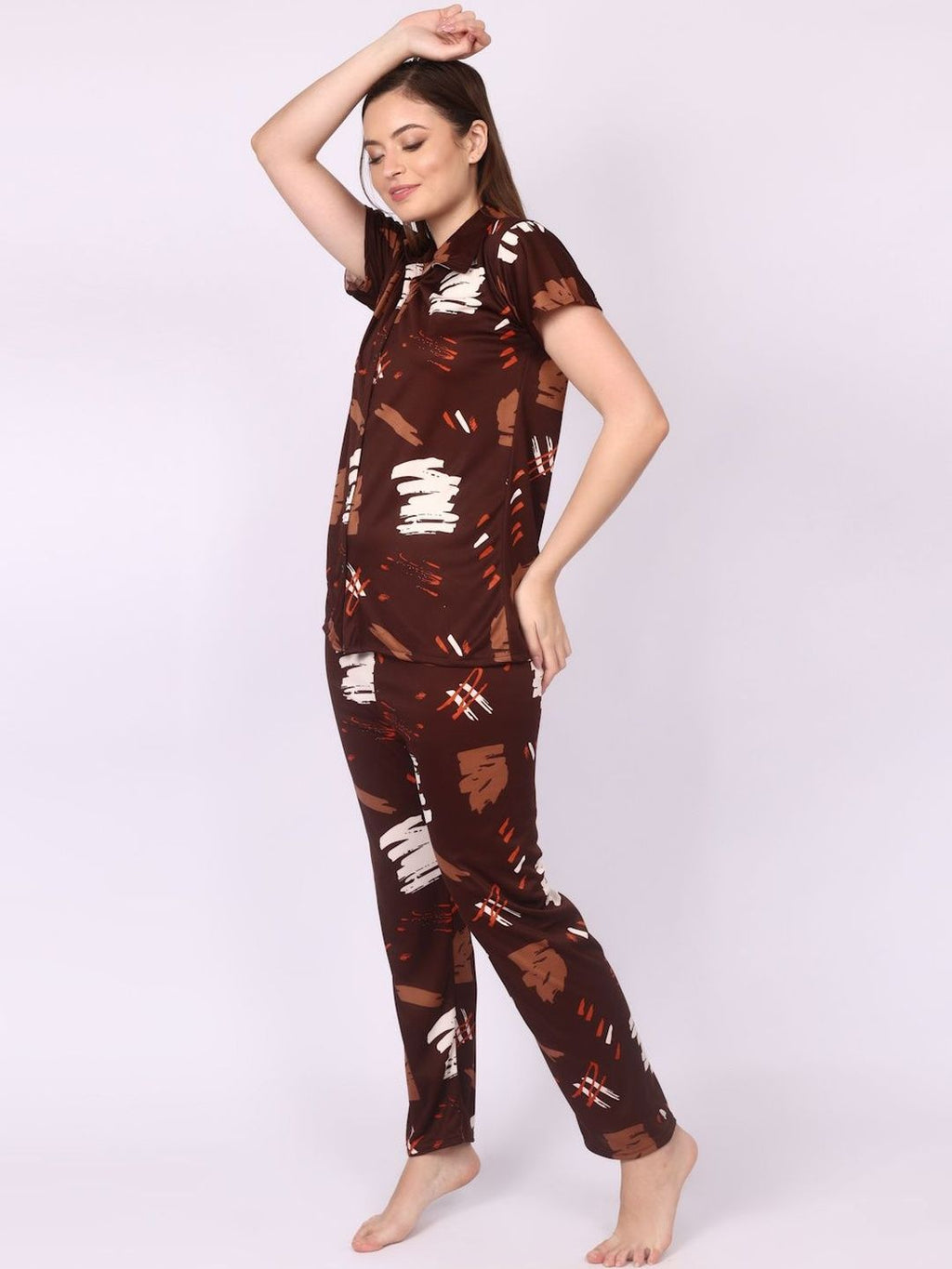 Women Abstract Printed Night suit