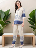 Beige & Indigo Tunic Co-ord Set