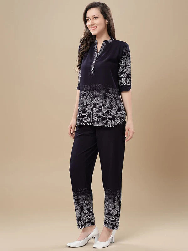 Black Geometric Tunic Co-ord Set