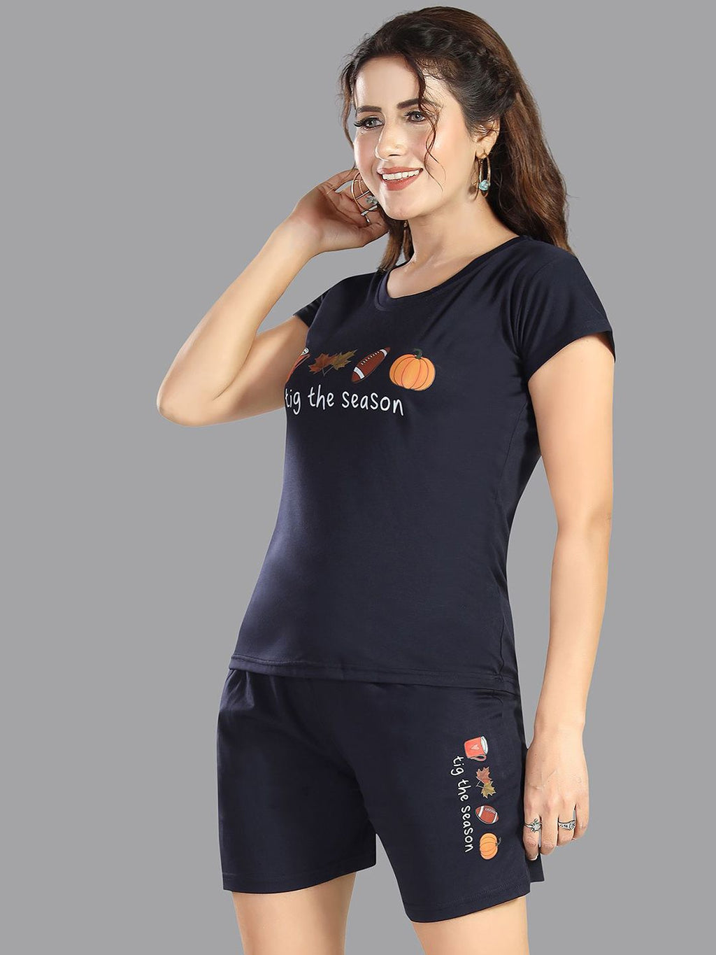 Women Typography Printed Night suit