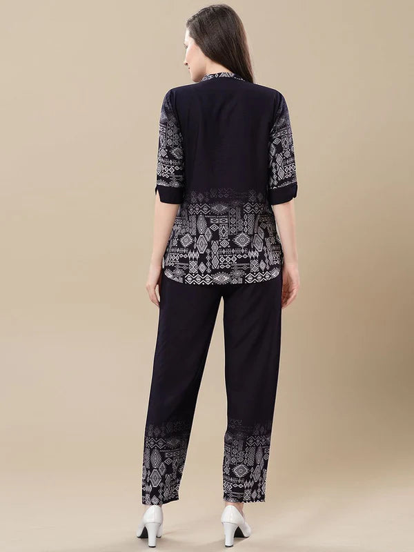 Black Geometric Tunic Co-ord Set