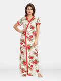 Be You Women Printed V-Neck Maxi Nightdress