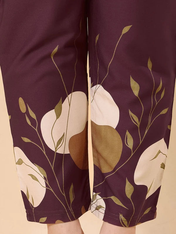 Women's Printed Mandarin Collar Tunic & Trouser Co-ord Set