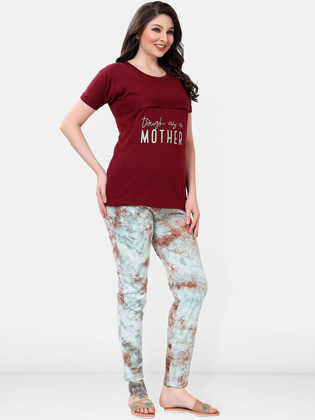 Women Maternity Tie and Dye Night suit