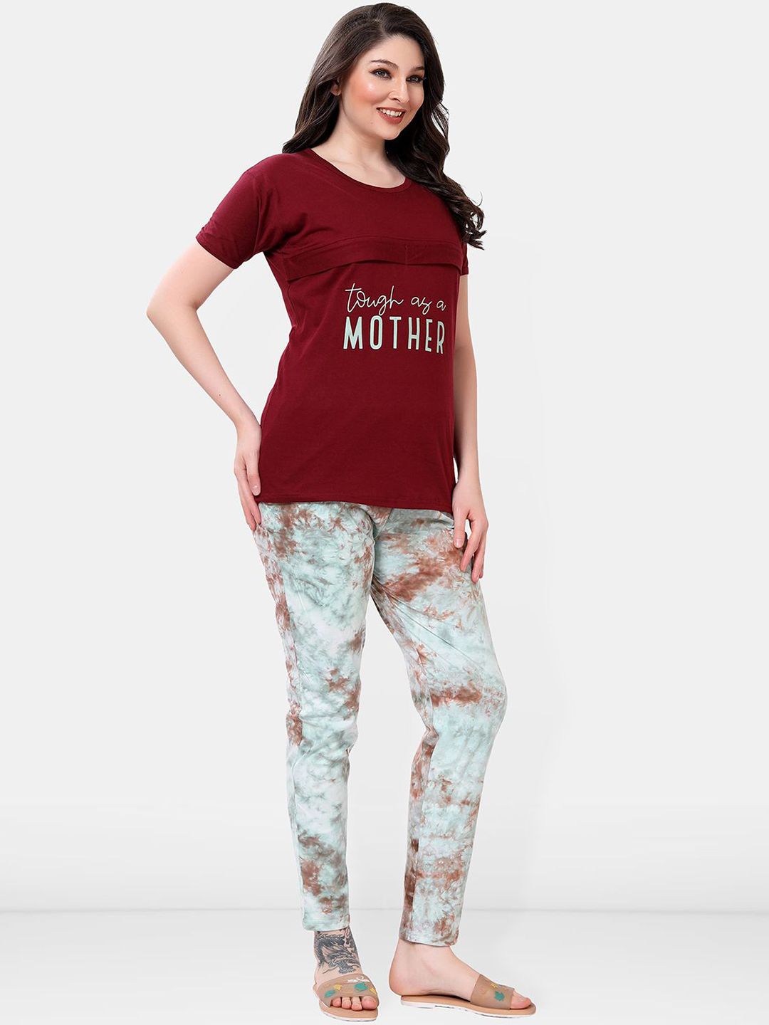 Women Maternity Tie and Dye Night suit