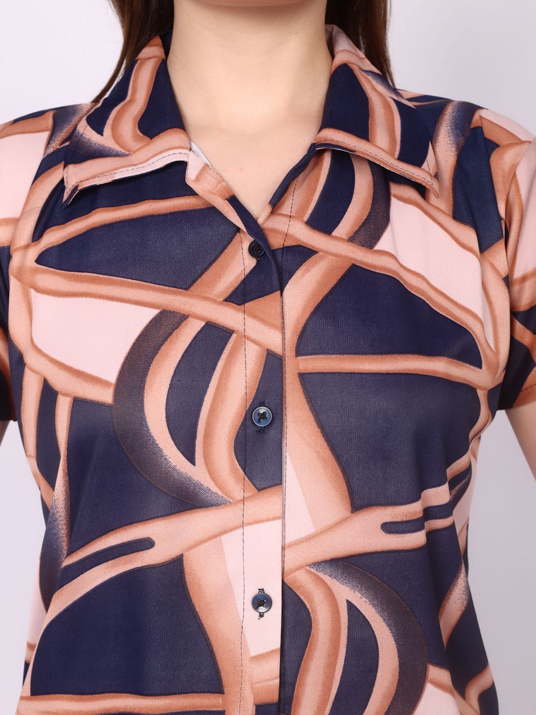 Women Satin Geomatric Print Printed Night suit