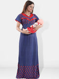 Be You Printed V-Neck Satin Maternity Maxi Nightdress
