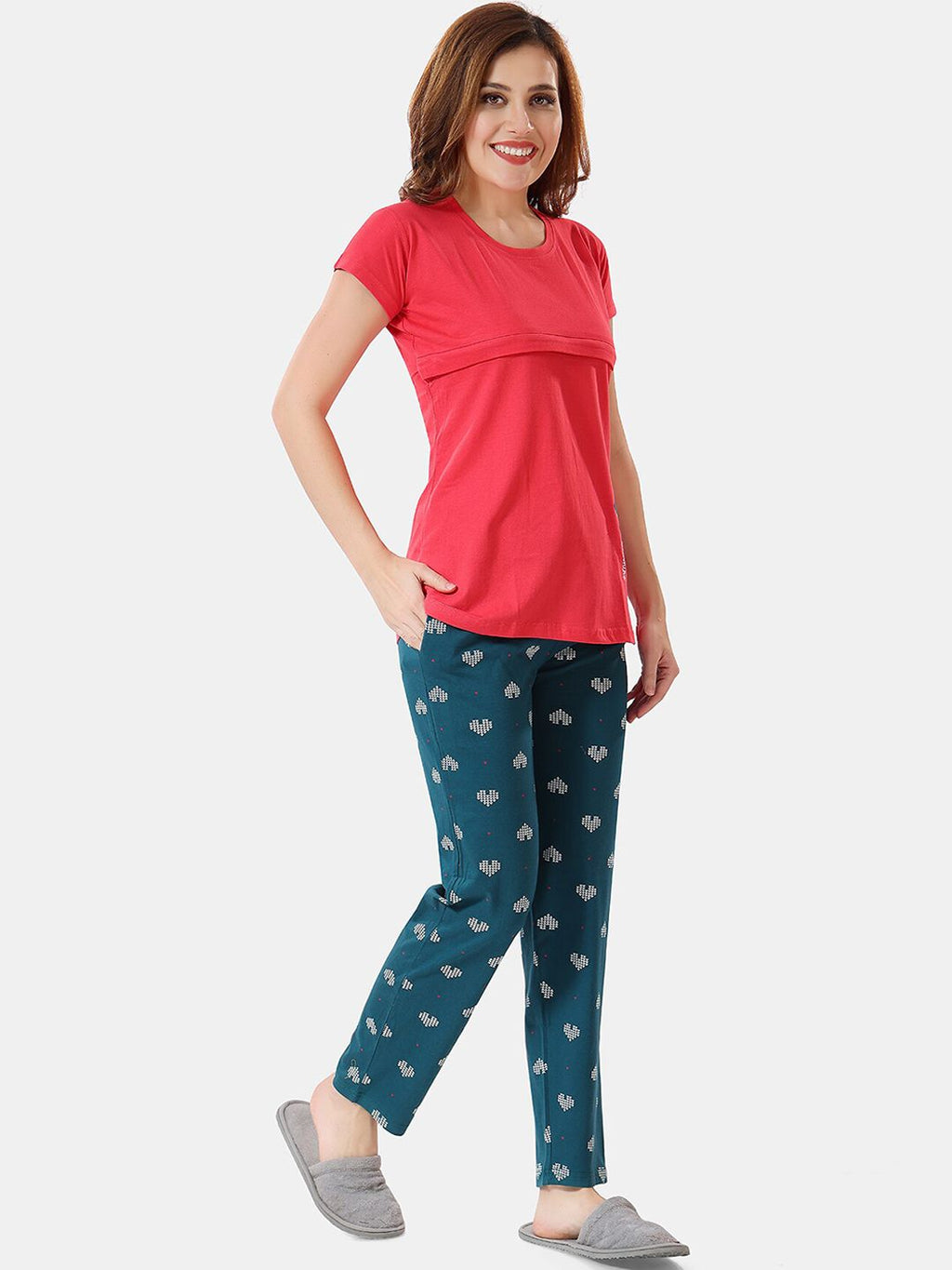 Floral Printed Feeding Maternity Night Suit