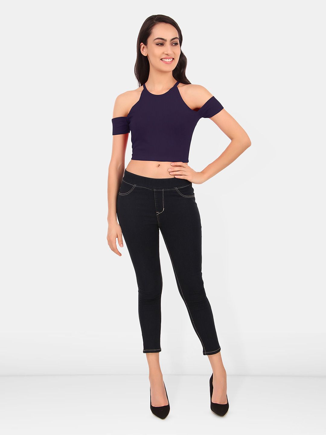 Cold-Shoulder Cotton Crop Top