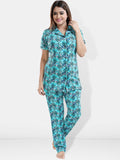 Be You Geometric Printed Lapel Collar Night Suit