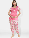 Be You Floral Printed Short Sleeves Satin Top & Patiyala