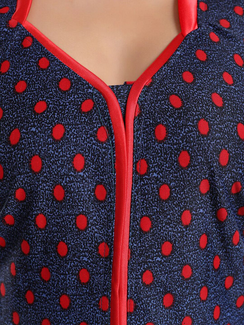Polka Dots Printed Satin Maxi Nightdress
