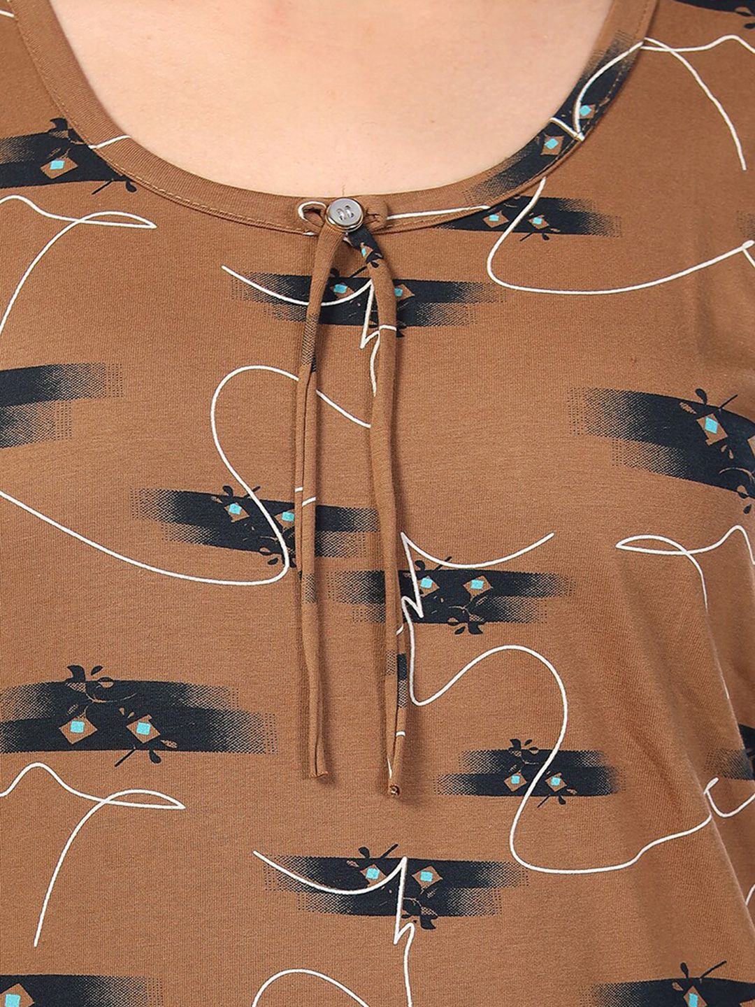 Brown Printed Maxi Nightdress