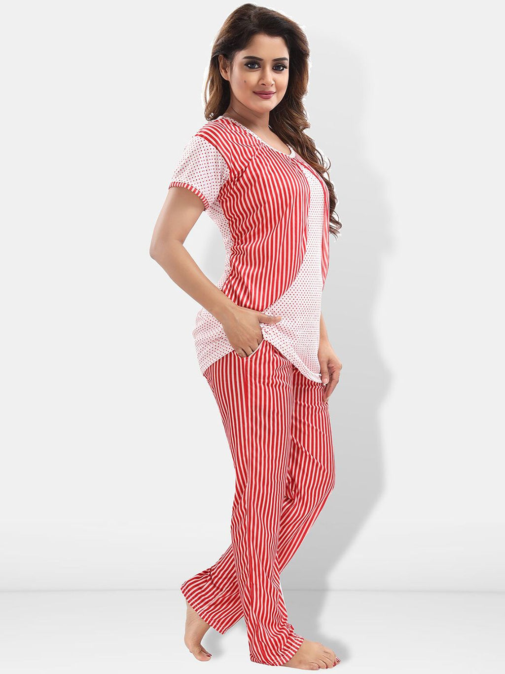 Striped Satin Maternity Night Suit