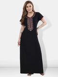 Be You Black Embroidered Maxi Nightdress