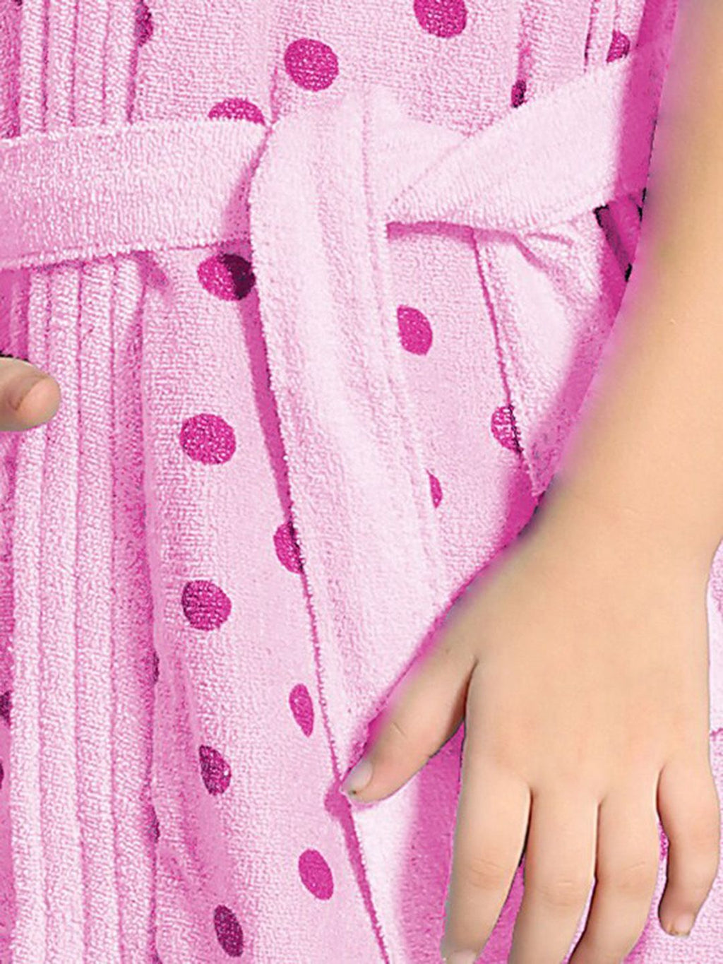 Pink Polka Dots Cotton Drawstring Knee Length Bath Robe