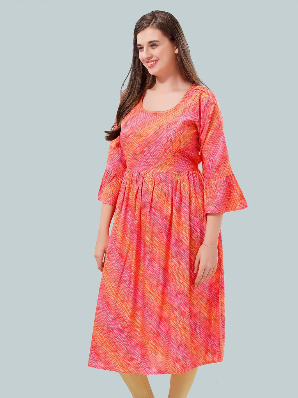Striped Bell Sleeves Maternity Kurta