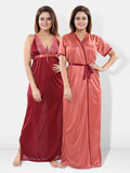 Be You V-Neck Satin Maxi Wrap Nightdress With Robe