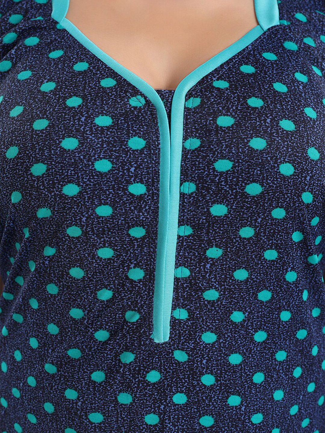 Polka Dots Printed Satin Maxi Nightdress
