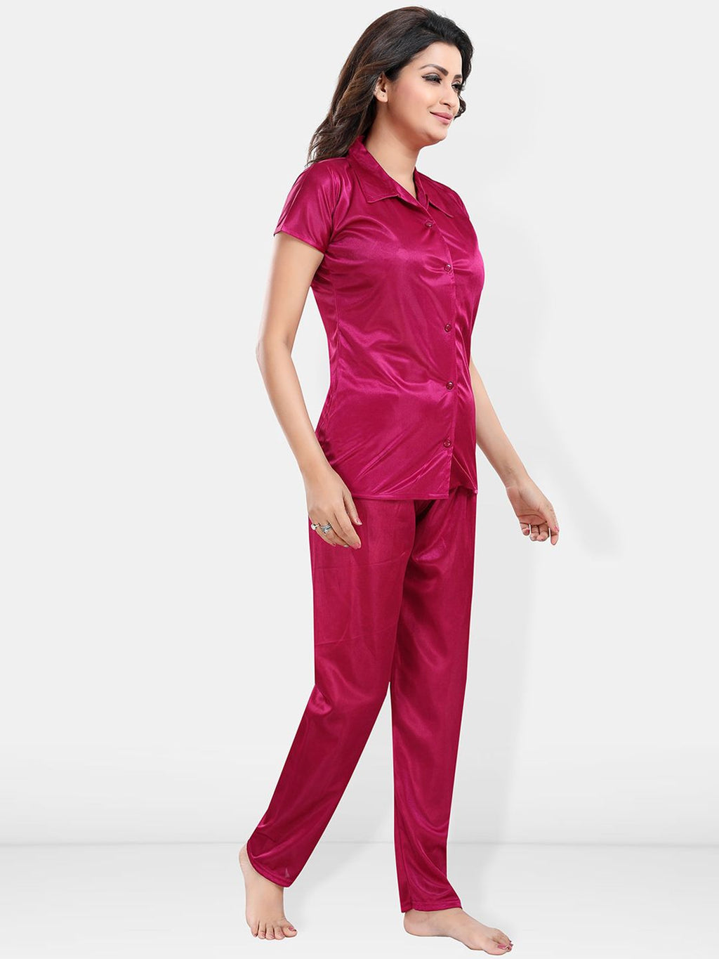 Satin Shirt & Lounge Pant Night Suit