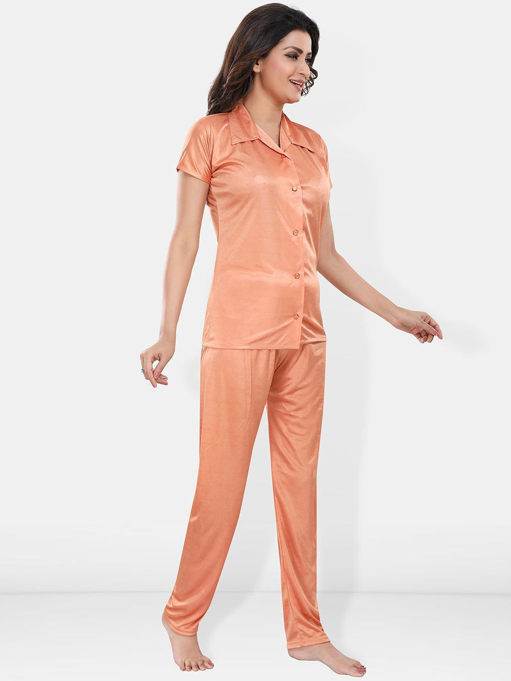Lapel Collar Satin Night suit