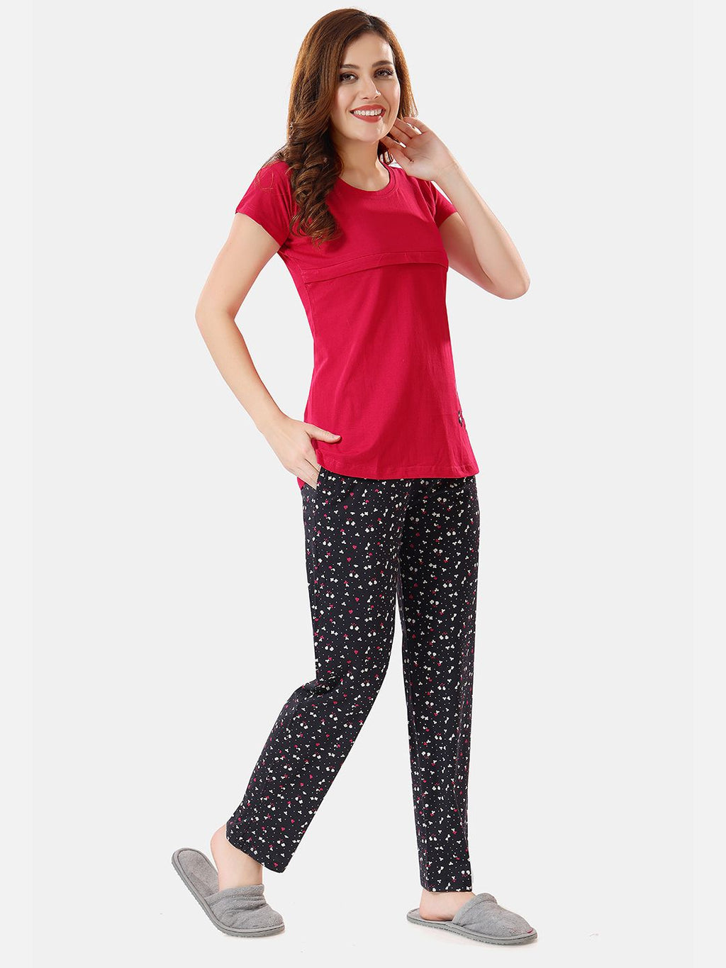 Conversational Printed Maternity Night Suit