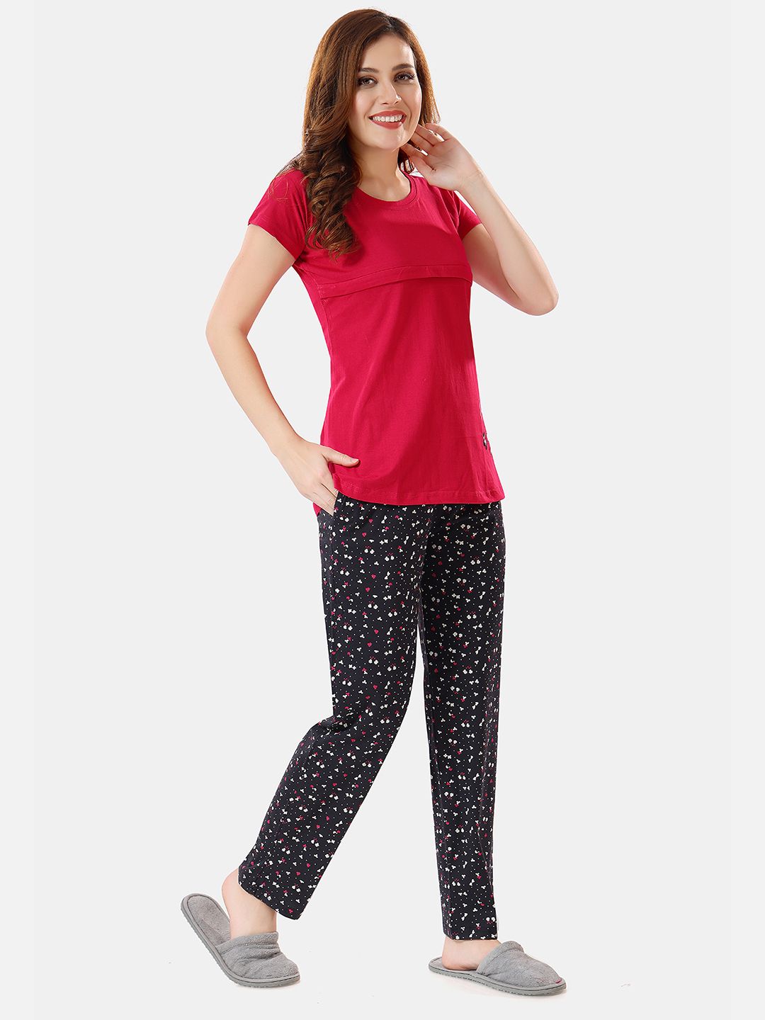 Conversational Printed Maternity Night Suit