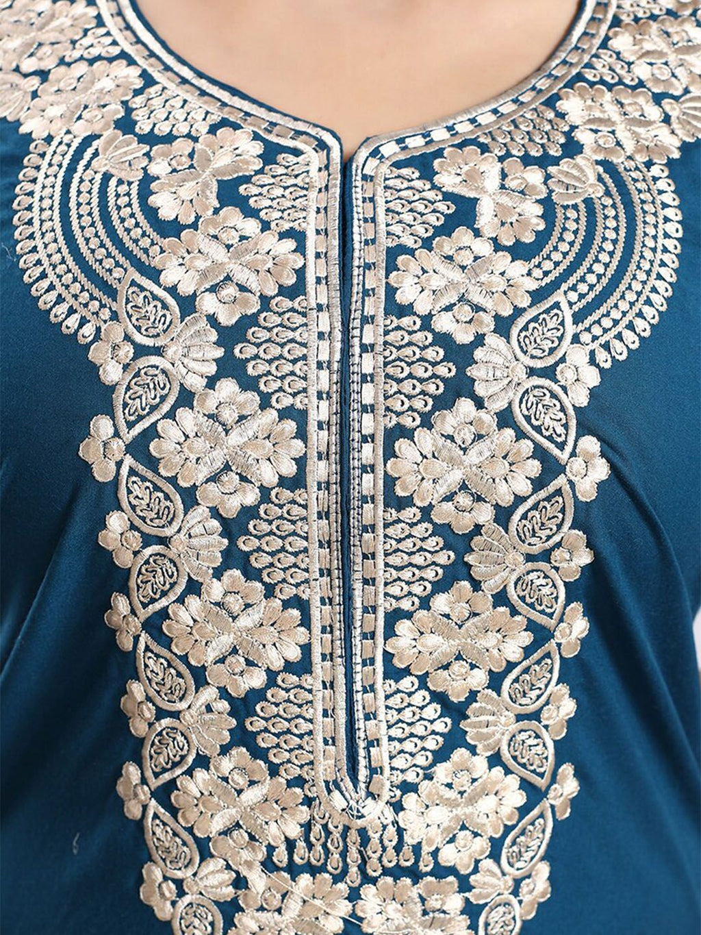 Ethnic Motifs Embroidered Maxi Nightdress