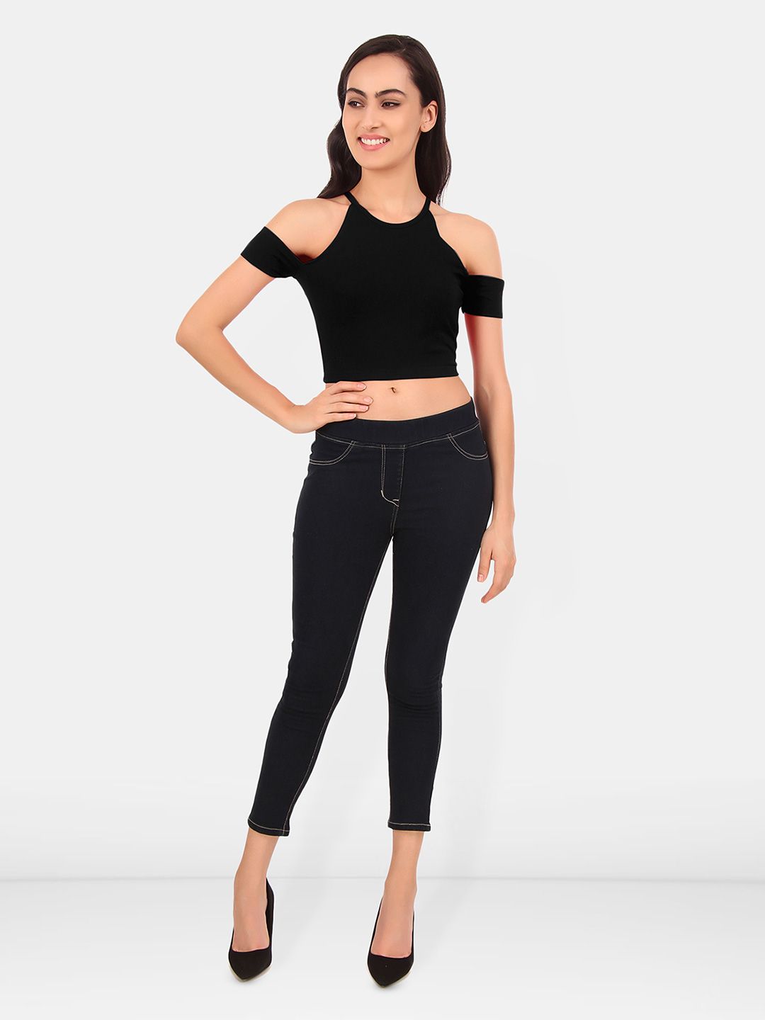 Cold-Shoulder Cotton Crop Top
