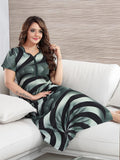 Be You Sarina Satin Spiral Printed Maxi Nightdress