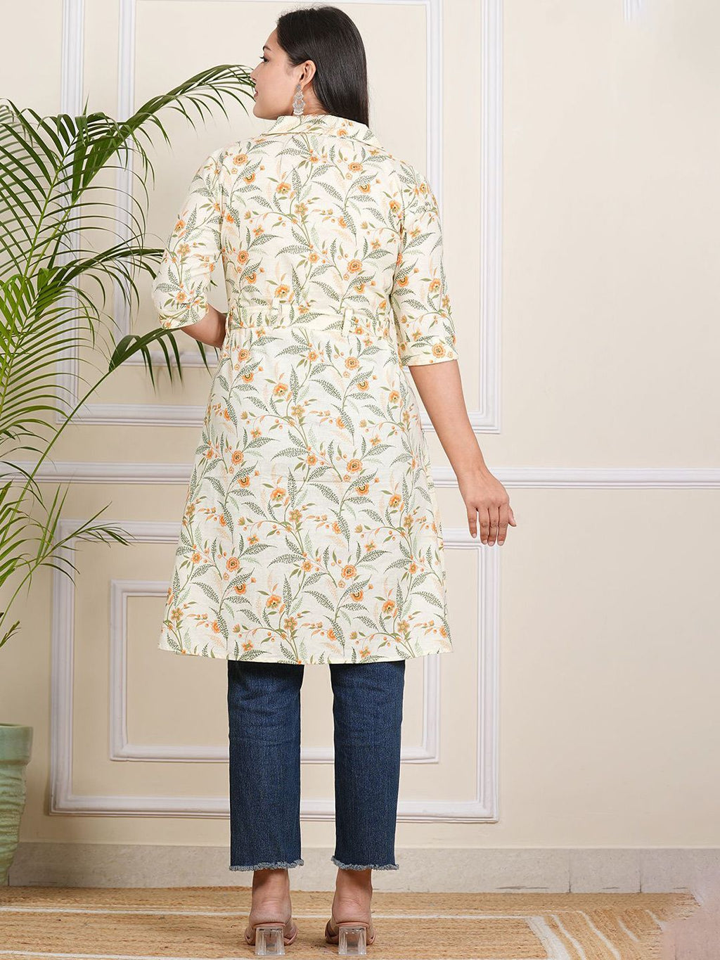 Floral Printed Pure Cotton A-Line Kurta