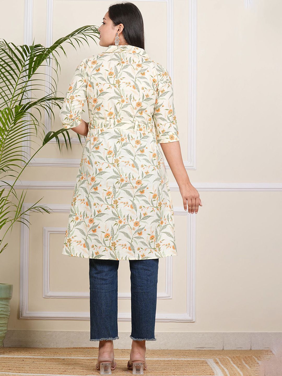 Floral Printed Pure Cotton A-Line Kurta